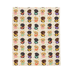 Black, yellow and chocolate Labs in pastel bandanas cover the Cream velveteen plush blanket, laid flat on white to show the whole pattern.