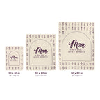 Three Cream velveteen plush blankets side by side on white, labeled 30 x 40, 50 x 60 and 60 x 80 inches, with measurements in cm.
