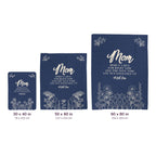 Three Navy velveteen plush blankets on white, labeled 30 x 40, 50 x 60 and 60 x 80 inches, with measurements in cm.