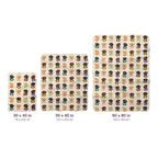 Side-by-side Cream sherpa fleece blankets show 30x40, 50x60 and 60x80 in sizes to scale, labeled in inches and cm.