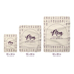 Three Cream sherpa fleece blankets on white show the 30 x 40, 50 x 60 and 60 x 80 inch sizes, each labeled in inches and cm.