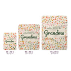 Cream sherpa fleece blankets sit side by side on white, labeled 30 x 40, 50 x 60 and 60 x 80 inches, with measurements in cm too.